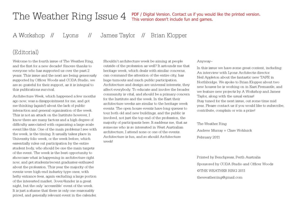 The Weather Ring – Archzine Publication Feb. 2011